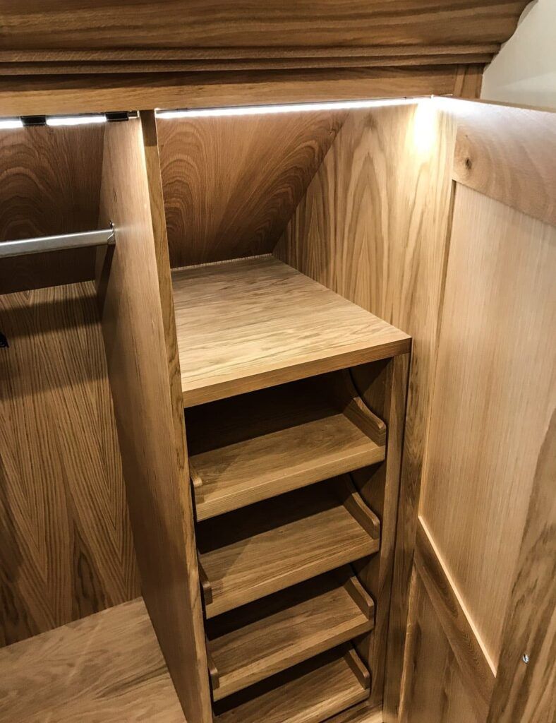 rade II Listed Converted Old School House bespoke oak wardrobe detail-twist interiors