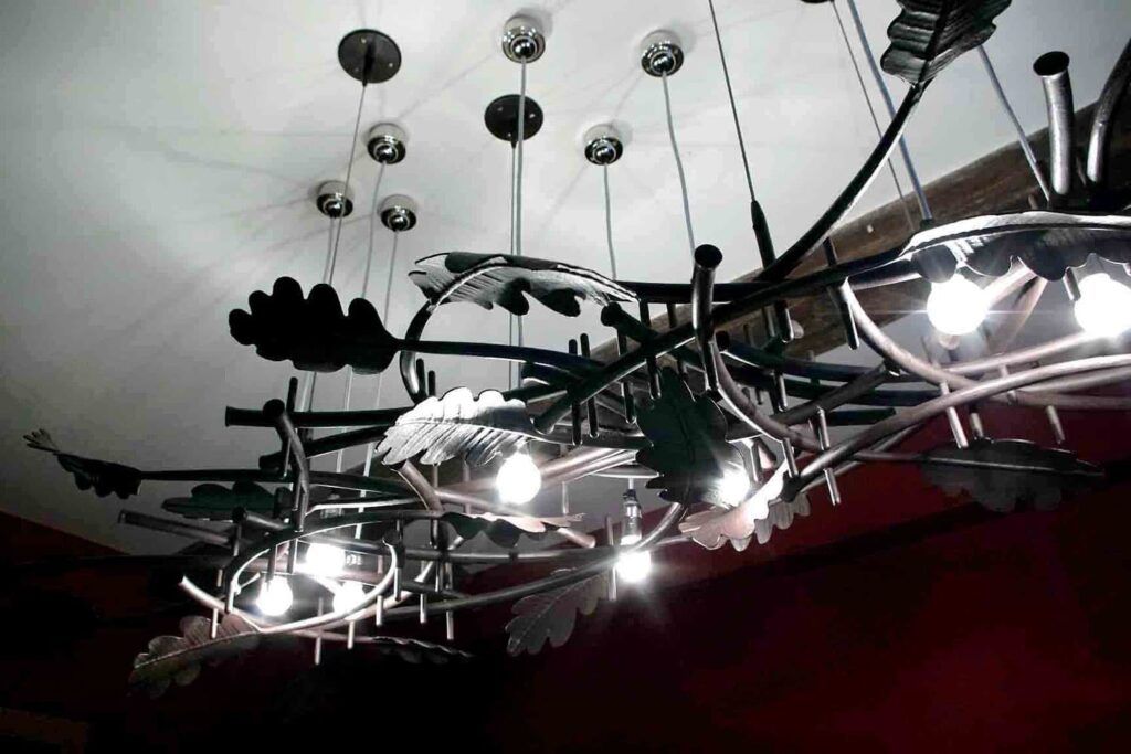 Grade II Listed Converted Old School House-twist interiors bespoke pendant wrought iron dining room lighting