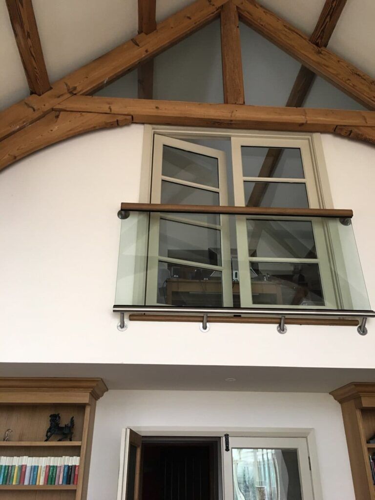 Grade II Listed Converted Old School House view of balcony-twist interiors