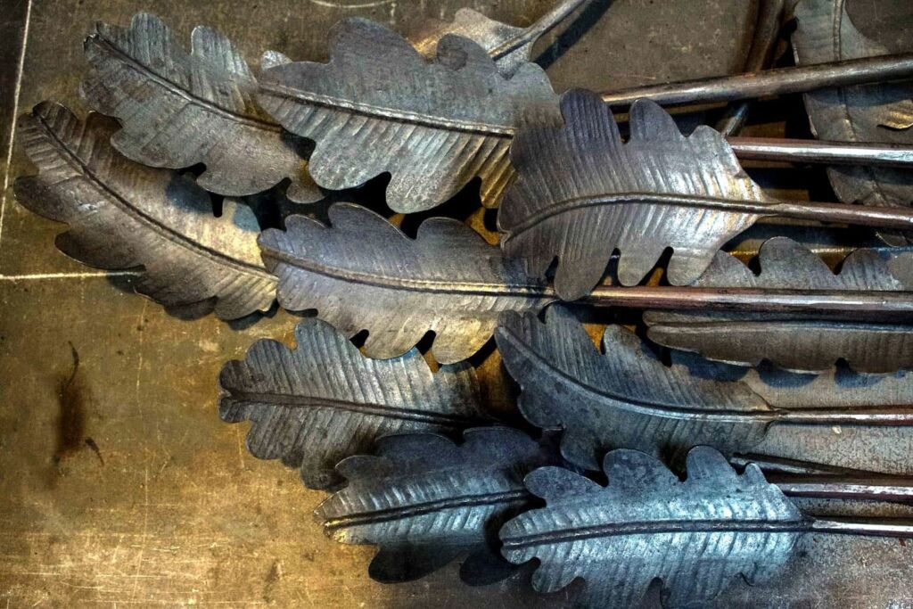 Grade II Listed Converted Old School House wrought iron blacksmith forming leaves for lighting installation-twist interiors