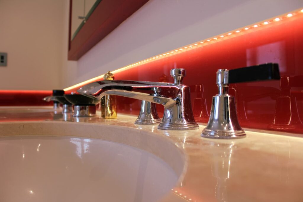 Warwickshire Country home-Twist Interiors lights under bathroom unit