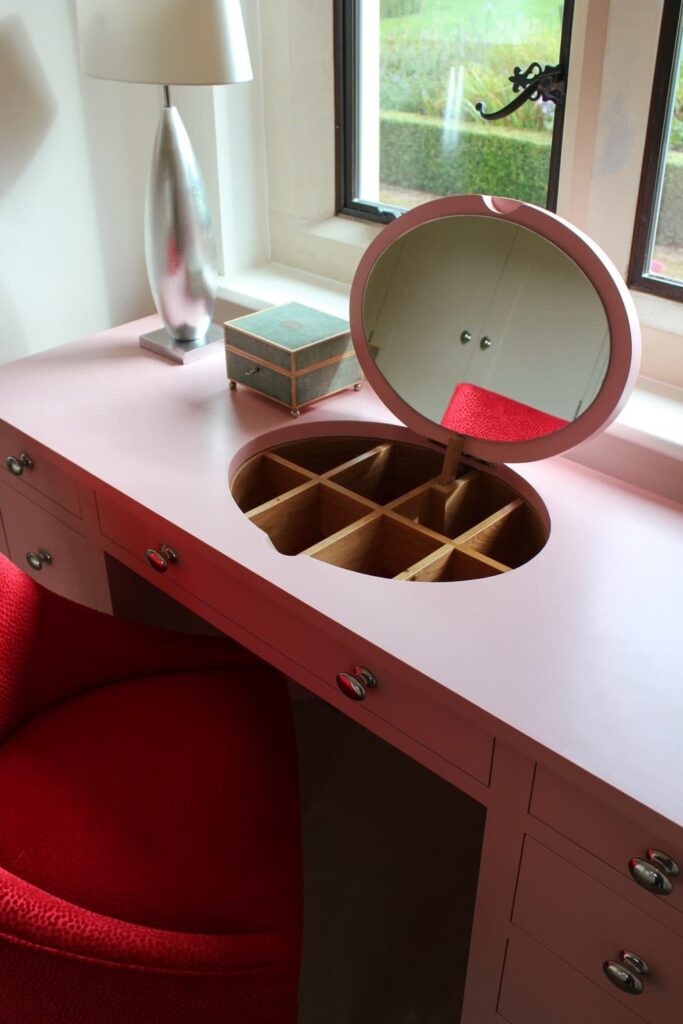 Warwickshire country home bespoke painted dressing room table mirror-twist interiors