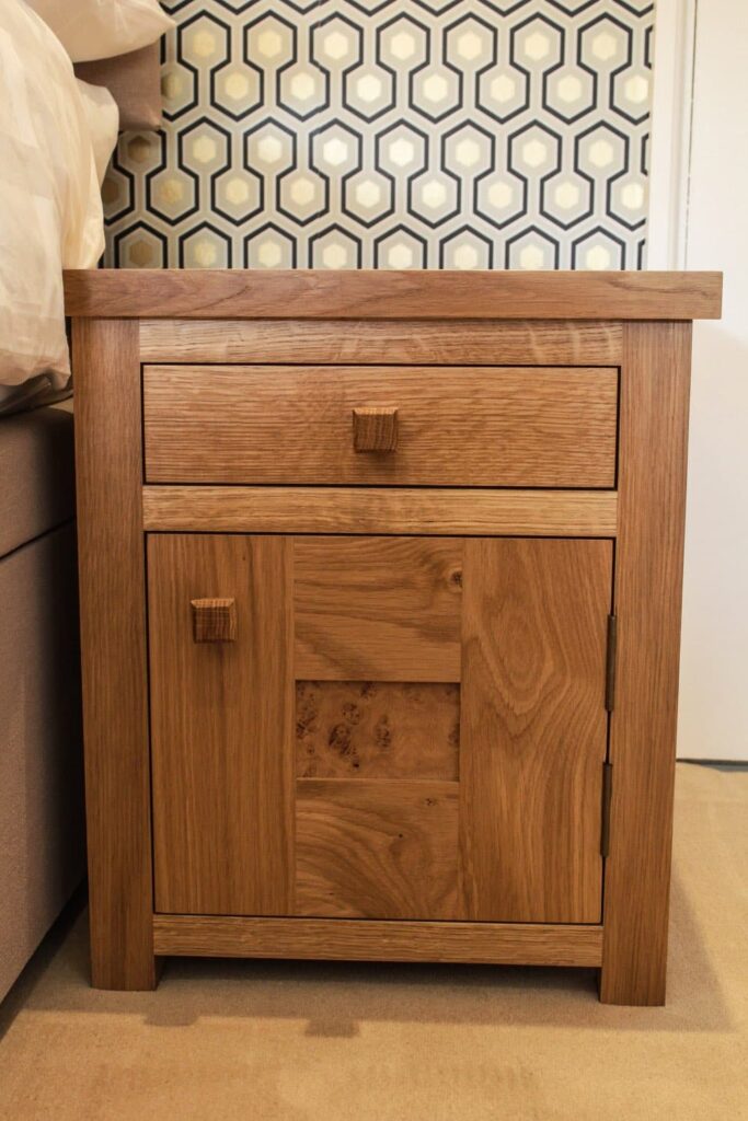 Warwickshire country home boys 1 oak veneer bedside table bedroom-twist interiors