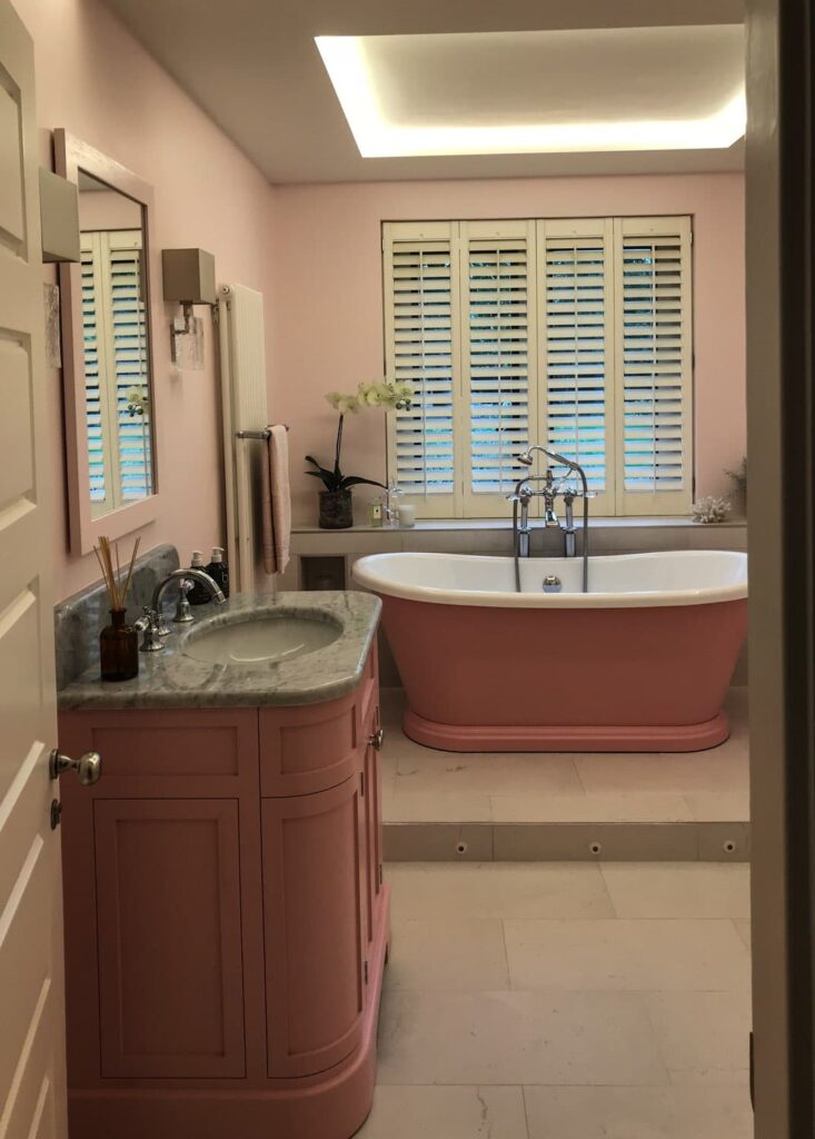 Warwickshire country pink bathroom twist interiors